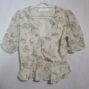 Floral Ruffle Top Coquette Balletcore Romantic Cottagecore Fairycore XS
